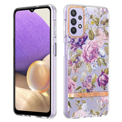 For Samsung Galaxy A32 5G Flowers and Plants Series IMD TPU Phone Case(Purple Peony) by buy2fix