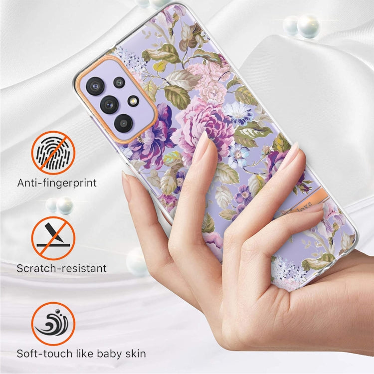 For Samsung Galaxy A32 5G Flowers and Plants Series IMD TPU Phone Case(Purple Peony) by buy2fix