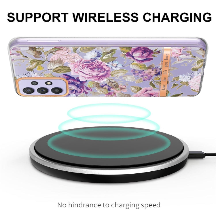 For Samsung Galaxy A32 5G Flowers and Plants Series IMD TPU Phone Case(Purple Peony) by buy2fix