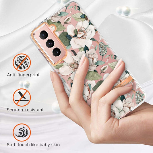 For Samsung Galaxy S21 5G Flowers and Plants Series IMD TPU Phone Case(Green Gardenia) - Galaxy S21 5G Cases by buy2fix | Online Shopping UK | buy2fix
