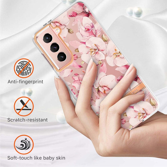 For Samsung Galaxy S21 5G Flowers and Plants Series IMD TPU Phone Case(Pink Gardenia) - Galaxy S21 5G Cases by buy2fix | Online Shopping UK | buy2fix
