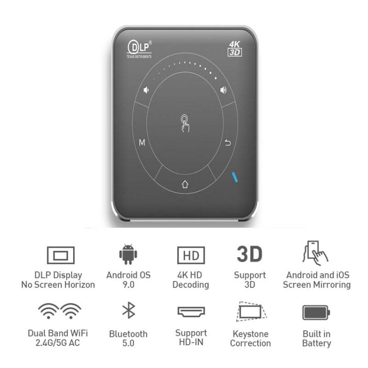 P11 854x480 DLP Smart Projector With Infrared Remote Control, Android 9.0, 4GB+32GB, US Plug - LED Projector by buy2fix | Online Shopping UK | buy2fix