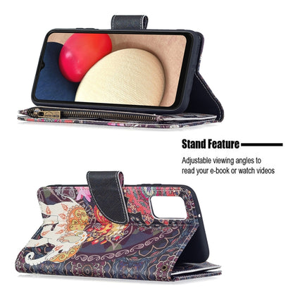 For Samsung Galaxy A03s 166mm Colored Drawing Zipper Leather Phone Case(Flower Elephants) by buy2fix