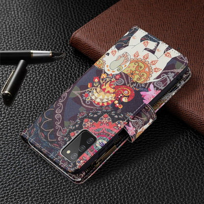 For Samsung Galaxy A03s 166mm Colored Drawing Zipper Leather Phone Case(Flower Elephants) by buy2fix