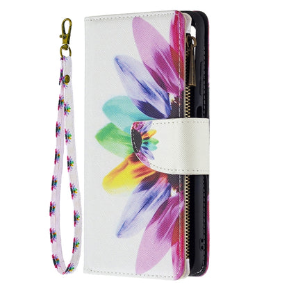 For Samsung Galaxy A03s 166mm Colored Drawing Zipper Leather Phone Case(Sun Flower) by buy2fix