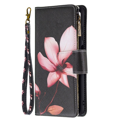 For Samsung Galaxy A03s 166mm Colored Drawing Zipper Leather Phone Case(Lotus) by buy2fix