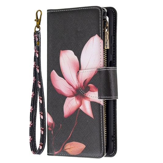 For Samsung Galaxy A03s 166mm Colored Drawing Zipper Leather Phone Case(Lotus) by buy2fix