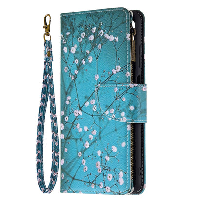 For Samsung Galaxy A03s 166mm Colored Drawing Zipper Leather Phone Case(Plum Blossom) by buy2fix