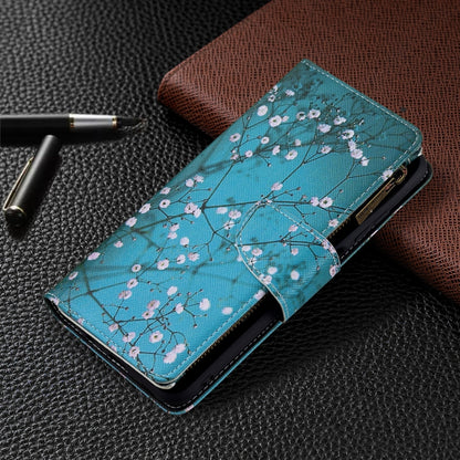 For Samsung Galaxy A03s 166mm Colored Drawing Zipper Leather Phone Case(Plum Blossom) by buy2fix