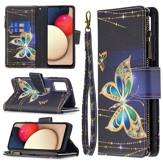 For Samsung Galaxy A03s 166mm Colored Drawing Zipper Leather Phone Case(Big Butterfly) by buy2fix