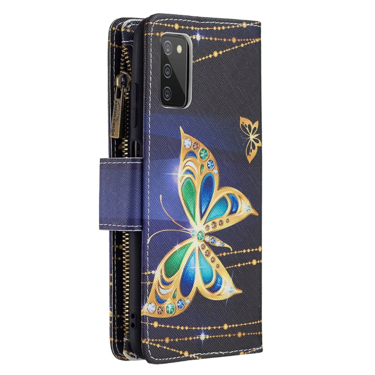 For Samsung Galaxy A03s 166mm Colored Drawing Zipper Leather Phone Case(Big Butterfly) by buy2fix