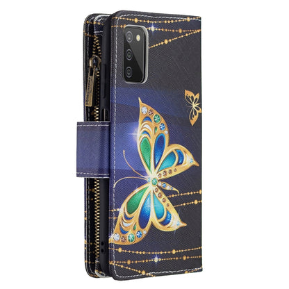For Samsung Galaxy A03s 166mm Colored Drawing Zipper Leather Phone Case(Big Butterfly) by buy2fix