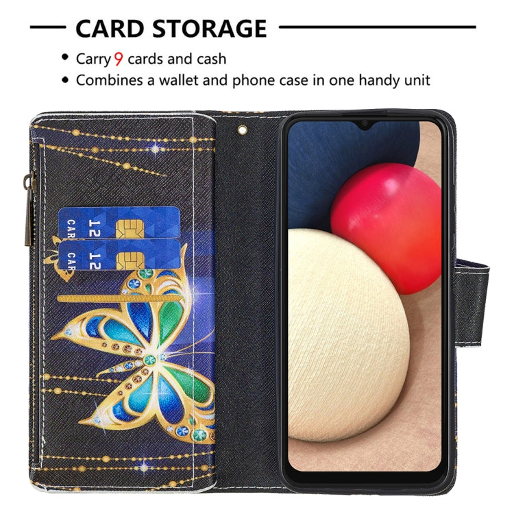 For Samsung Galaxy A03s 166mm Colored Drawing Zipper Leather Phone Case(Big Butterfly) by buy2fix