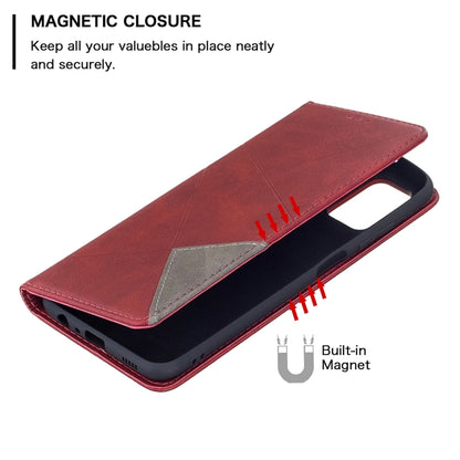 For Samsung Galaxy A03s 166mm Rhombus Texture Magnetic Leather Phone Case(Red) by buy2fix