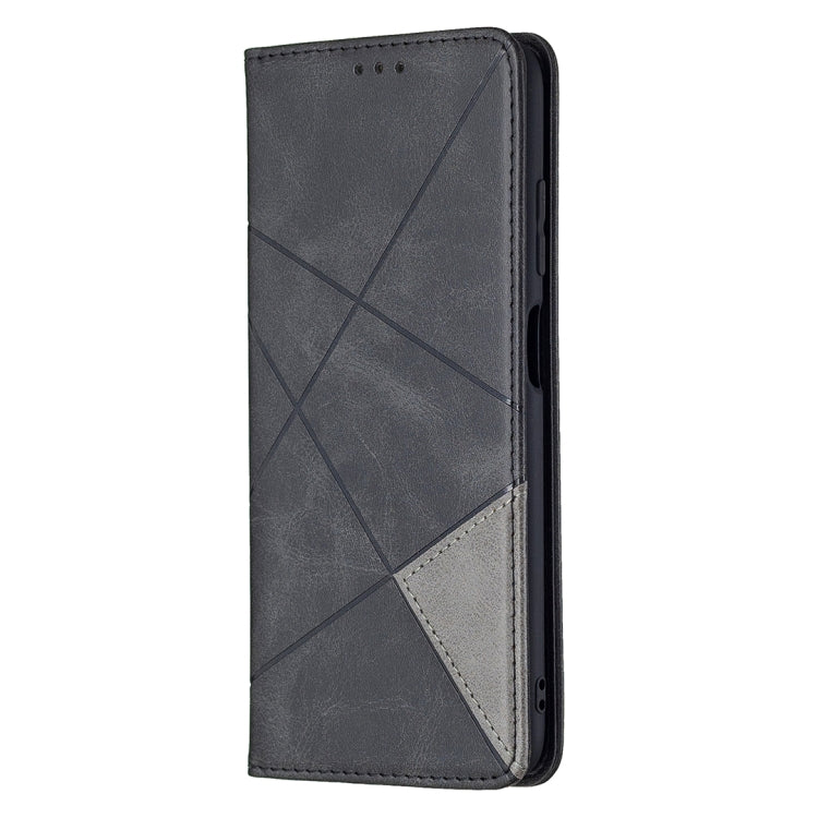 For Samsung Galaxy A03s 166mm Rhombus Texture Magnetic Leather Phone Case(Black) by buy2fix
