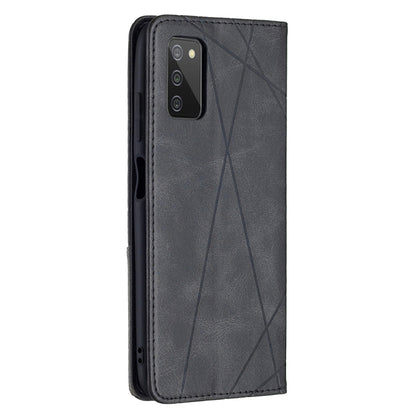 For Samsung Galaxy A03s 166mm Rhombus Texture Magnetic Leather Phone Case(Black) by buy2fix