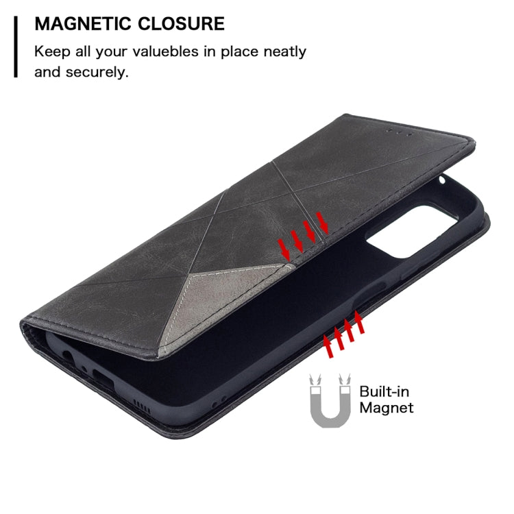 For Samsung Galaxy A03s 166mm Rhombus Texture Magnetic Leather Phone Case(Black) by buy2fix