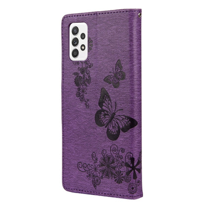 For Samsung Galaxy A33 5G Butterfly Embossed Horizontal Flip Leather Phone Case with Card Slot & Holder(Purple) by buy2fix