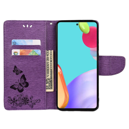 For Samsung Galaxy A33 5G Butterfly Embossed Horizontal Flip Leather Phone Case with Card Slot & Holder(Purple) by buy2fix