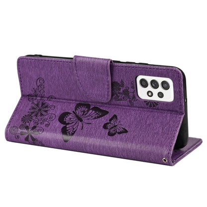 For Samsung Galaxy A33 5G Butterfly Embossed Horizontal Flip Leather Phone Case with Card Slot & Holder(Purple) by buy2fix
