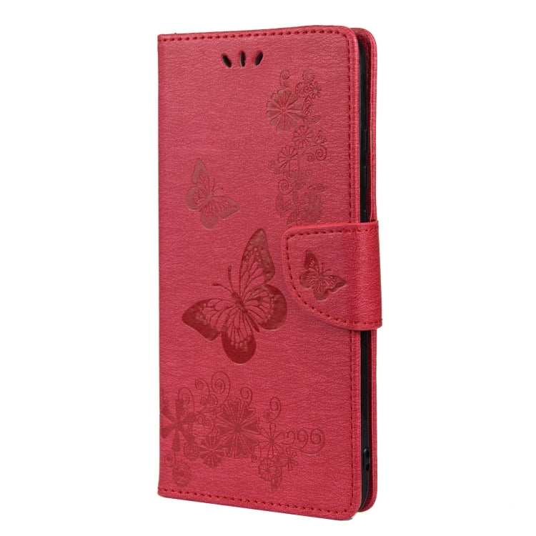 For Samsung Galaxy A33 5G Butterfly Embossed Horizontal Flip Leather Phone Case with Card Slot & Holder(Red) by buy2fix