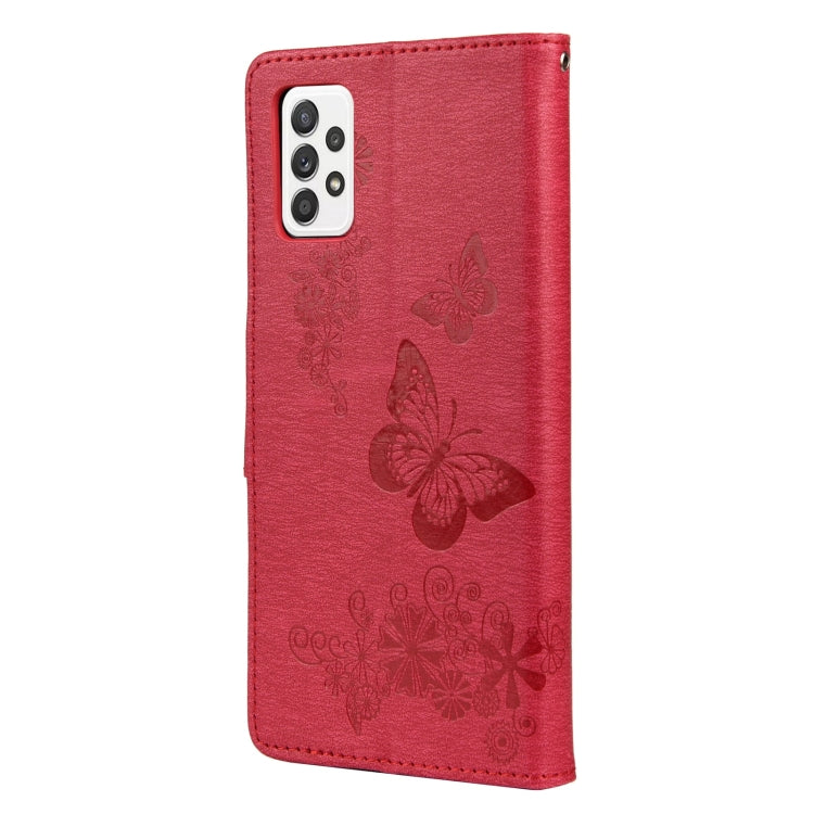 For Samsung Galaxy A33 5G Butterfly Embossed Horizontal Flip Leather Phone Case with Card Slot & Holder(Red) by buy2fix