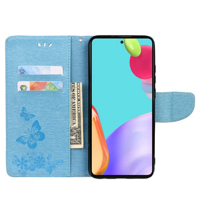 For Samsung Galaxy A33 5G Butterfly Embossed Horizontal Flip Leather Phone Case with Card Slot & Holder(Blue) - Galaxy Phone Cases by buy2fix | Online Shopping UK | buy2fix