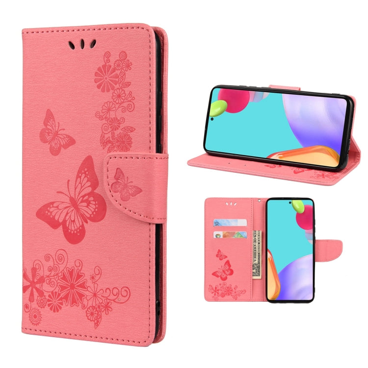 For Samsung Galaxy A33 5G Butterfly Embossed Horizontal Flip Leather Phone Case with Card Slot & Holder(Pink) by buy2fix