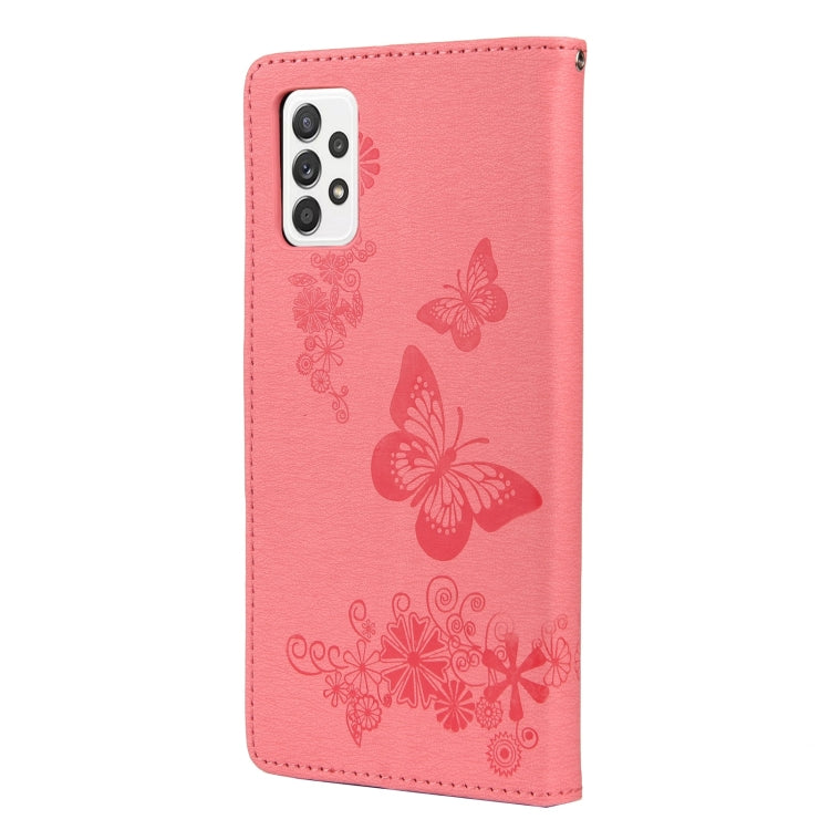 For Samsung Galaxy A33 5G Butterfly Embossed Horizontal Flip Leather Phone Case with Card Slot & Holder(Pink) by buy2fix