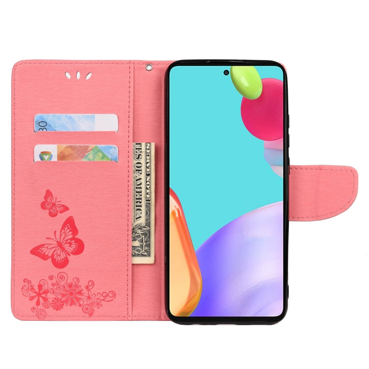 For Samsung Galaxy A33 5G Butterfly Embossed Horizontal Flip Leather Phone Case with Card Slot & Holder(Pink) by buy2fix