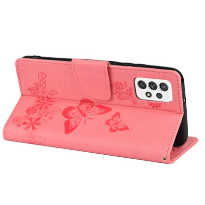 For Samsung Galaxy A33 5G Butterfly Embossed Horizontal Flip Leather Phone Case with Card Slot & Holder(Pink) by buy2fix
