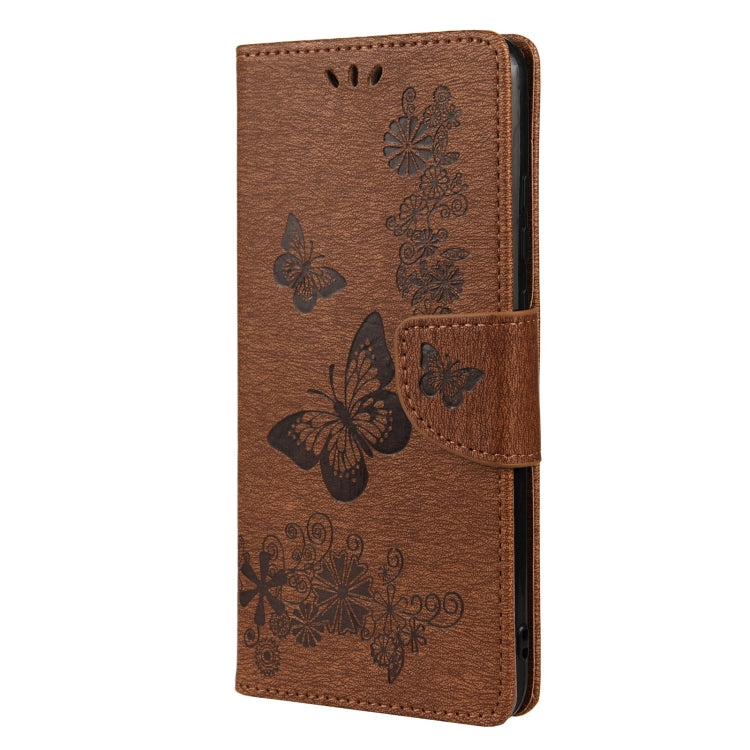 For Xiaomi Redmi Note 11 5G Butterfly Embossed Horizontal Flip Leather Phone Case with Card Slot & Holder(Brown) - Xiaomi Cases by buy2fix | Online Shopping UK | buy2fix