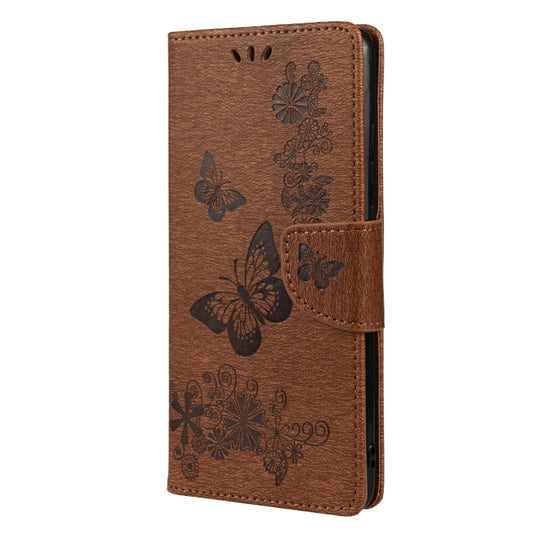 For Xiaomi Redmi Note 11 5G Butterfly Embossed Horizontal Flip Leather Phone Case with Card Slot & Holder(Brown) - Xiaomi Cases by buy2fix | Online Shopping UK | buy2fix