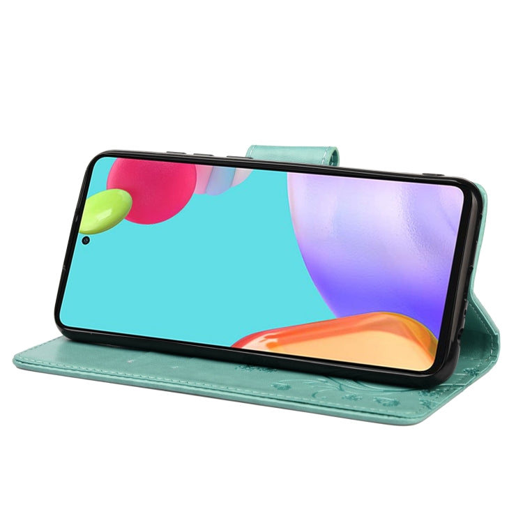 For Samsung Galaxy A33 5G Butterfly Flower Pattern Horizontal Flip Leather Phone Case with Card Slot & Holder(Green) by buy2fix