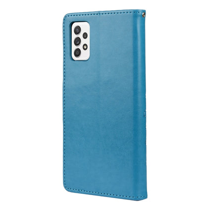 For Samsung Galaxy A33 5G Butterfly Flower Pattern Horizontal Flip Leather Phone Case with Card Slot & Holder(Blue) by buy2fix