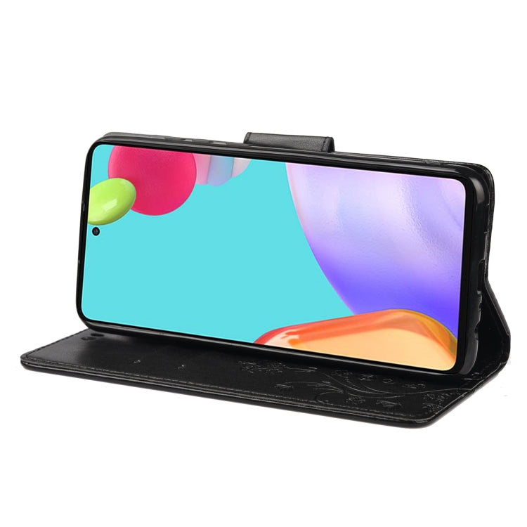 For Samsung Galaxy A33 5G Butterfly Flower Pattern Horizontal Flip Leather Phone Case with Card Slot & Holder(Black) by buy2fix