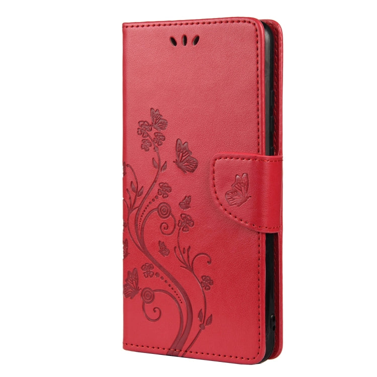 For Samsung Galaxy A33 5G Butterfly Flower Pattern Horizontal Flip Leather Phone Case with Card Slot & Holder(Red) by buy2fix