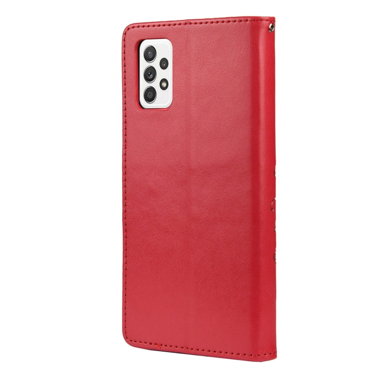 For Samsung Galaxy A33 5G Butterfly Flower Pattern Horizontal Flip Leather Phone Case with Card Slot & Holder(Red) by buy2fix