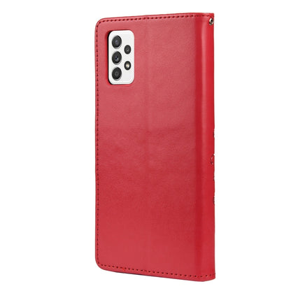 For Samsung Galaxy A33 5G Butterfly Flower Pattern Horizontal Flip Leather Phone Case with Card Slot & Holder(Red) by buy2fix