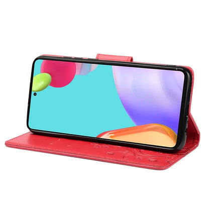 For Samsung Galaxy A33 5G Butterfly Flower Pattern Horizontal Flip Leather Phone Case with Card Slot & Holder(Red) by buy2fix