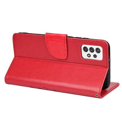For Samsung Galaxy A33 5G Butterfly Flower Pattern Horizontal Flip Leather Phone Case with Card Slot & Holder(Red) by buy2fix