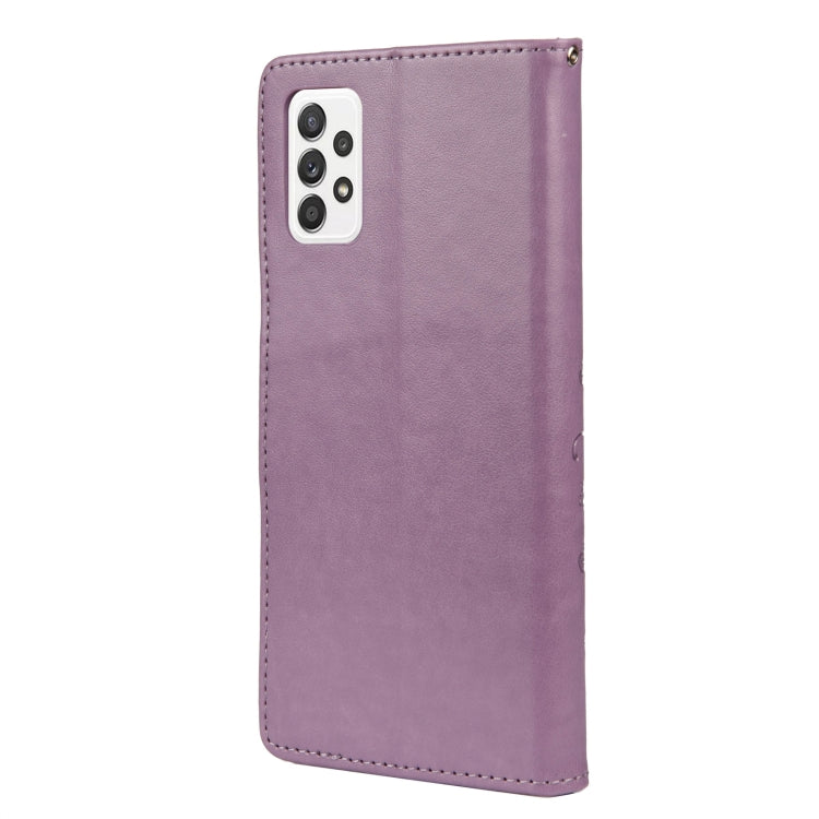 For Samsung Galaxy A33 5G Butterfly Flower Pattern Horizontal Flip Leather Phone Case with Card Slot & Holder(Light Purple) by buy2fix