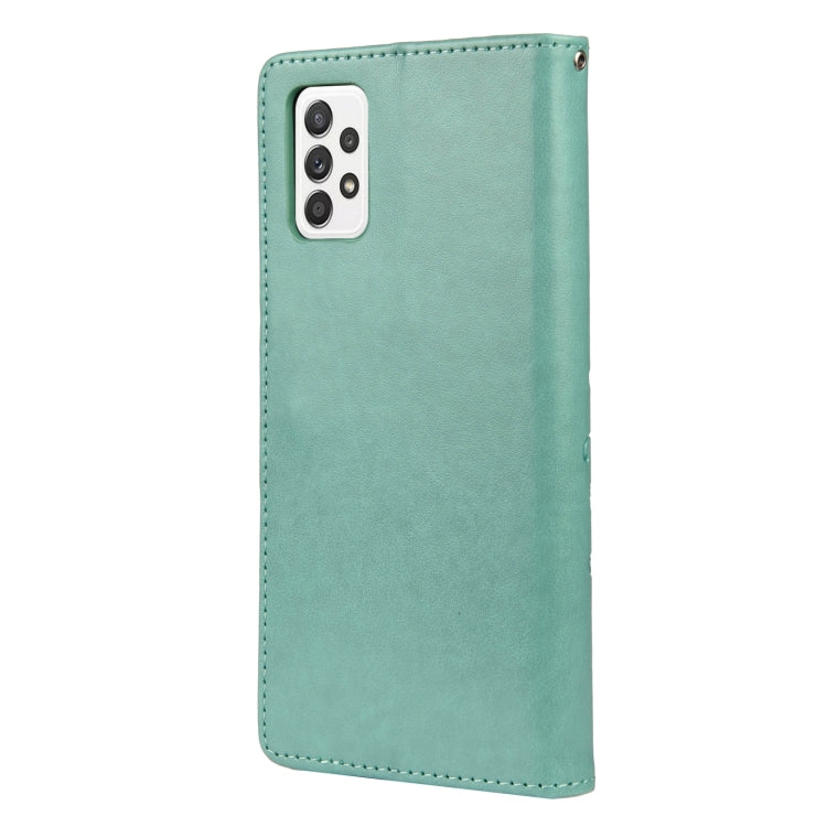 For Samsung Galaxy A53 5G Butterfly Flower Pattern Horizontal Flip Leather Phone Case with Card Slot & Holder(Green) by buy2fix