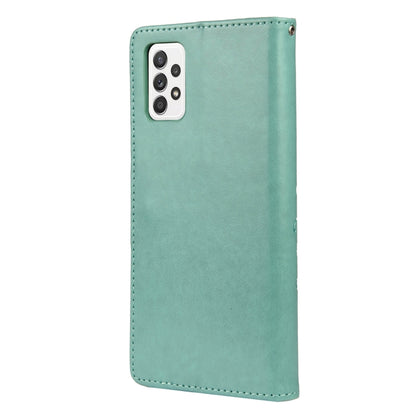 For Samsung Galaxy A53 5G Butterfly Flower Pattern Horizontal Flip Leather Phone Case with Card Slot & Holder(Green) by buy2fix