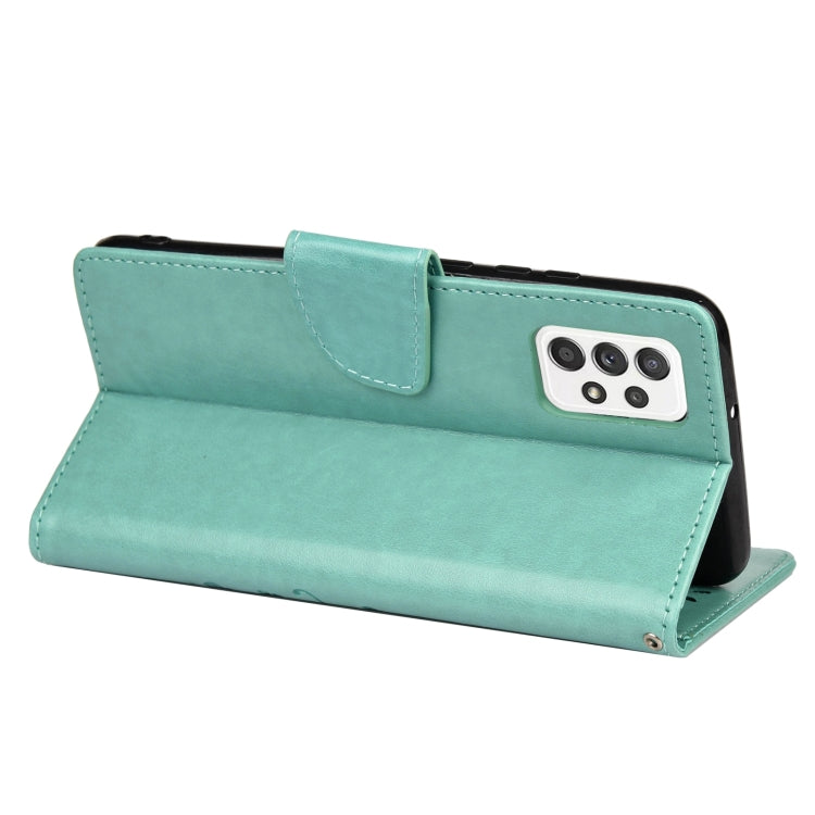 For Samsung Galaxy A53 5G Butterfly Flower Pattern Horizontal Flip Leather Phone Case with Card Slot & Holder(Green) by buy2fix