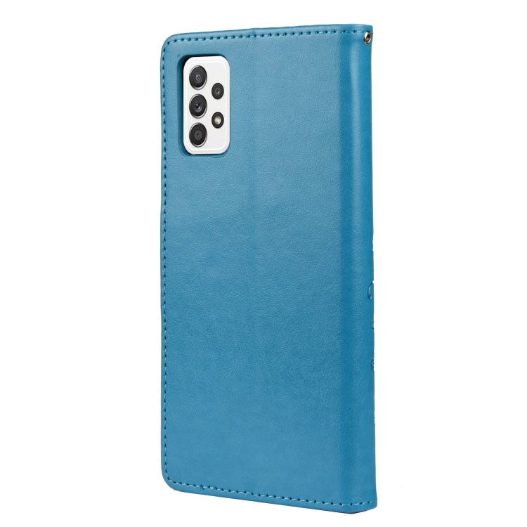 For Samsung Galaxy A53 5G Butterfly Flower Pattern Horizontal Flip Leather Phone Case with Card Slot & Holder(Blue) by buy2fix