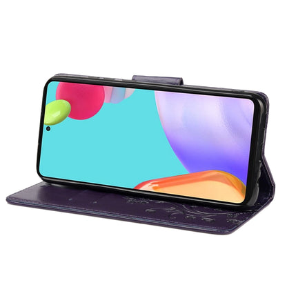 For Samsung Galaxy A53 5G Butterfly Flower Pattern Horizontal Flip Leather Phone Case with Card Slot & Holder(Dark Purple) by buy2fix