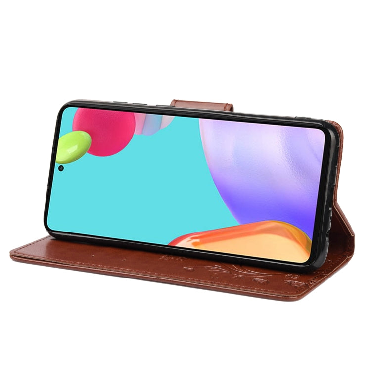 For Samsung Galaxy A53 5G Butterfly Flower Pattern Horizontal Flip Leather Phone Case with Card Slot & Holder(Brown) by buy2fix
