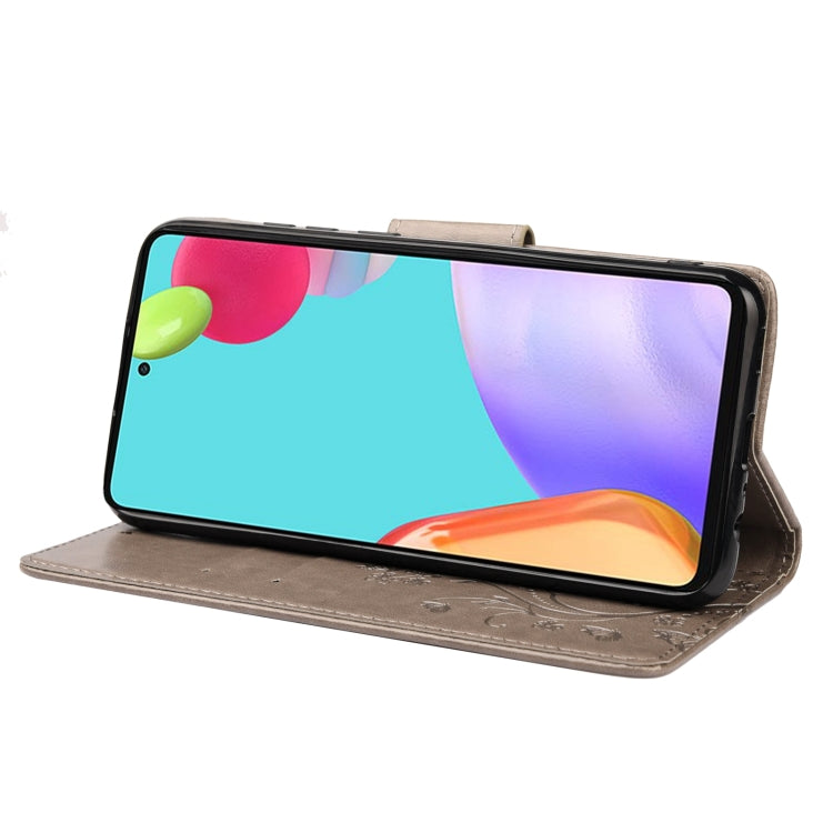 For Samsung Galaxy A53 5G Butterfly Flower Pattern Horizontal Flip Leather Phone Case with Card Slot & Holder(Grey) by buy2fix