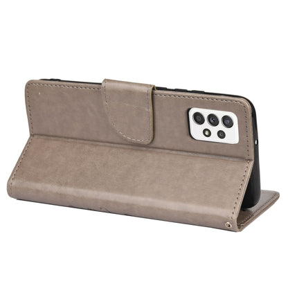 For Samsung Galaxy A53 5G Butterfly Flower Pattern Horizontal Flip Leather Phone Case with Card Slot & Holder(Grey) by buy2fix